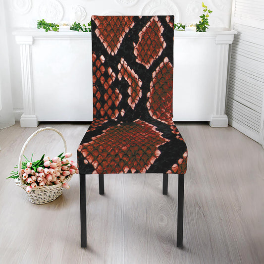 Brick Red Python Snakeskin Print Dining Chair Slipcover