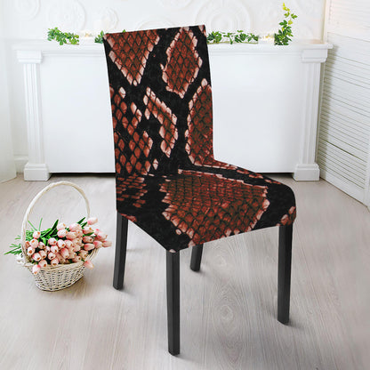 Brick Red Python Snakeskin Print Dining Chair Slipcover