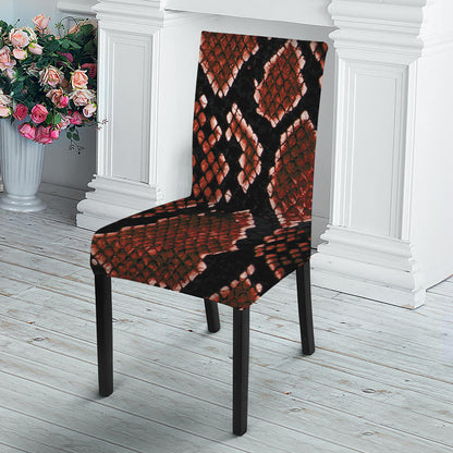 Brick Red Python Snakeskin Print Dining Chair Slipcover
