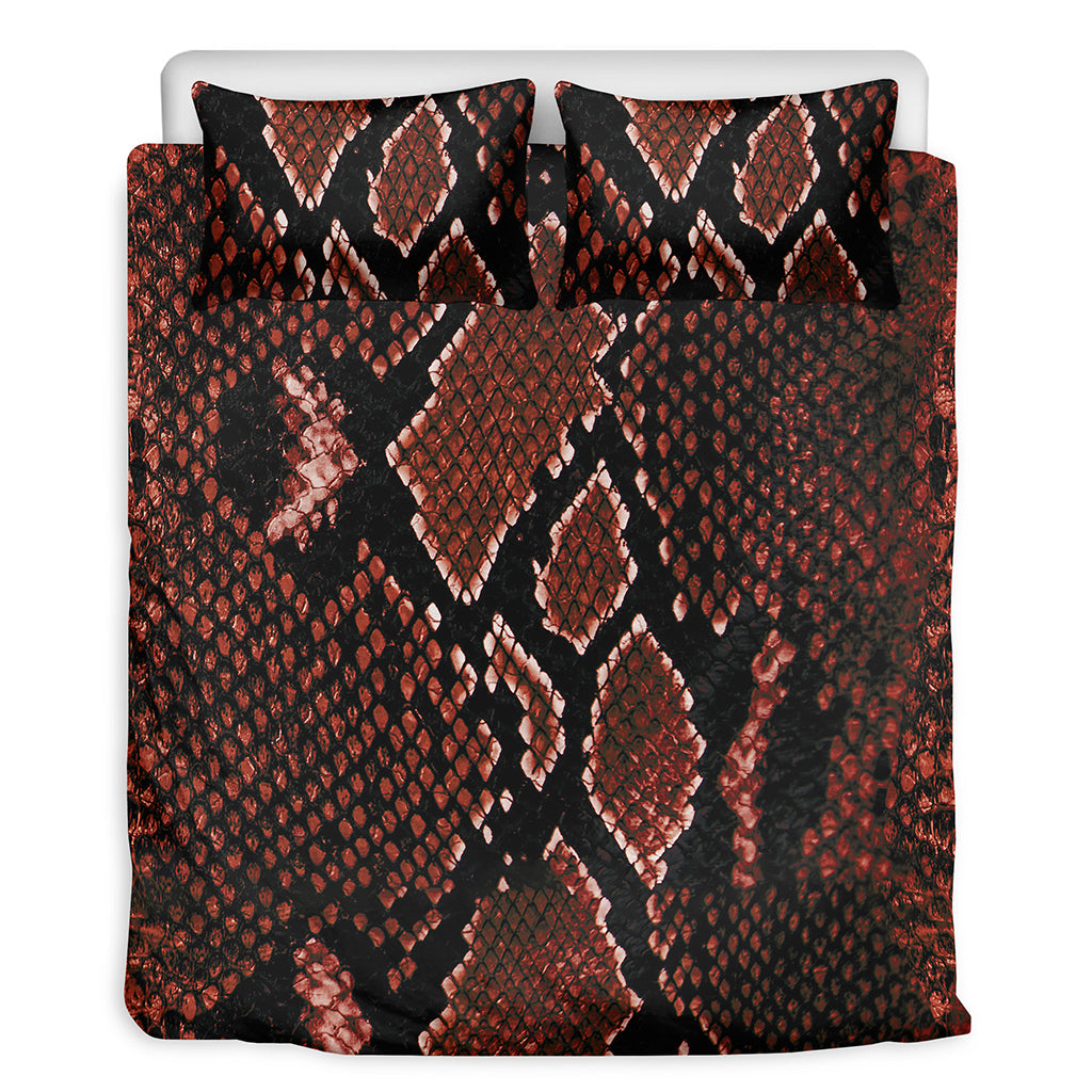 Brick Red Python Snakeskin Print Duvet Cover Bedding Set