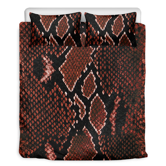 Brick Red Python Snakeskin Print Duvet Cover Bedding Set