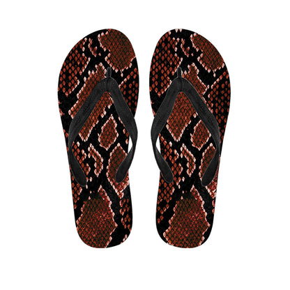 Brick Red Python Snakeskin Print Flip Flops
