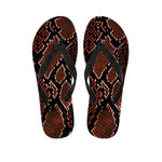 Brick Red Python Snakeskin Print Flip Flops