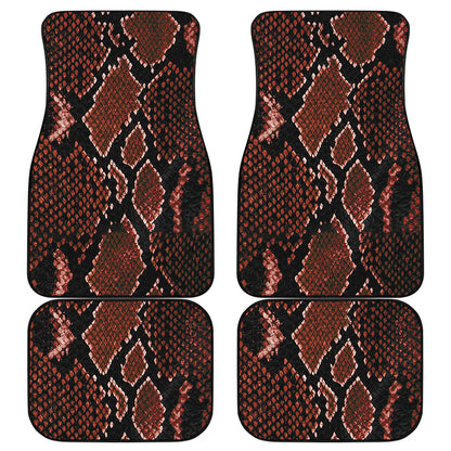 Brick Red Python Snakeskin Print Front and Back Car Floor Mats