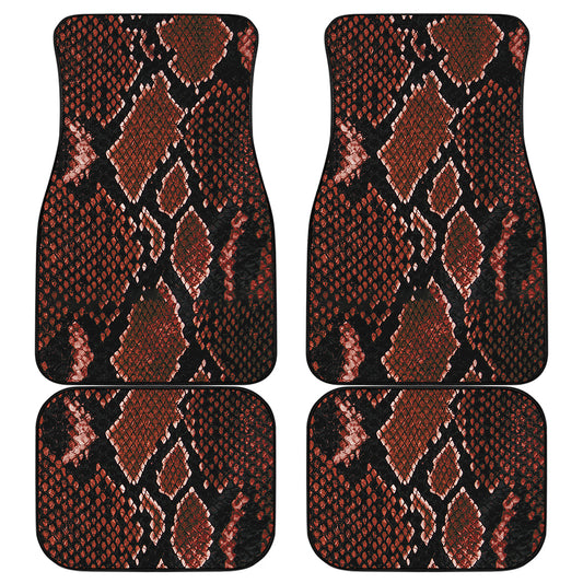 Brick Red Python Snakeskin Print Front and Back Car Floor Mats