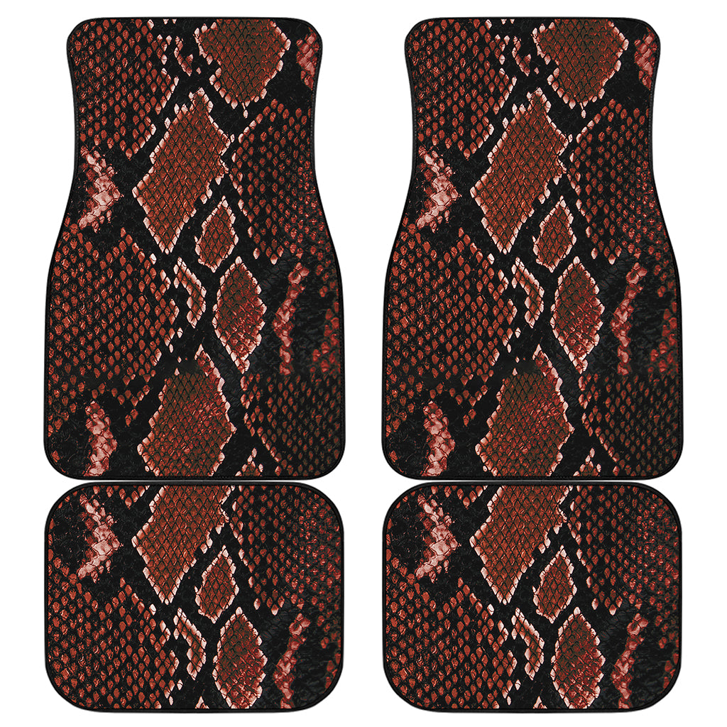 Brick Red Python Snakeskin Print Front and Back Car Floor Mats