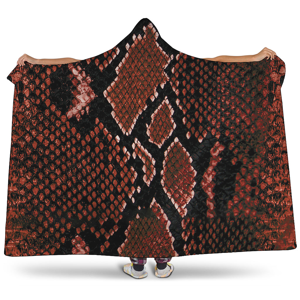 Brick Red Python Snakeskin Print Hooded Blanket