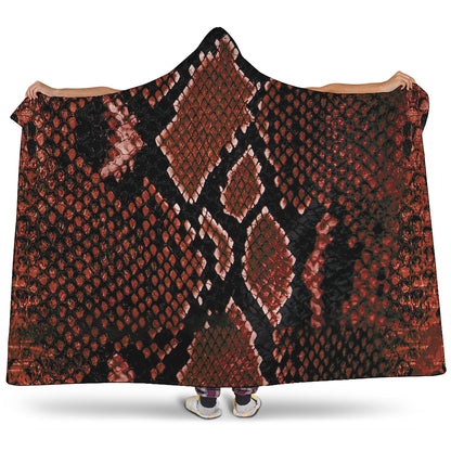 Brick Red Python Snakeskin Print Hooded Blanket