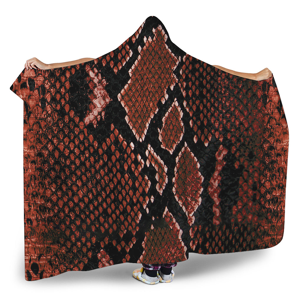 Brick Red Python Snakeskin Print Hooded Blanket