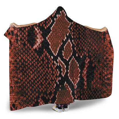 Brick Red Python Snakeskin Print Hooded Blanket