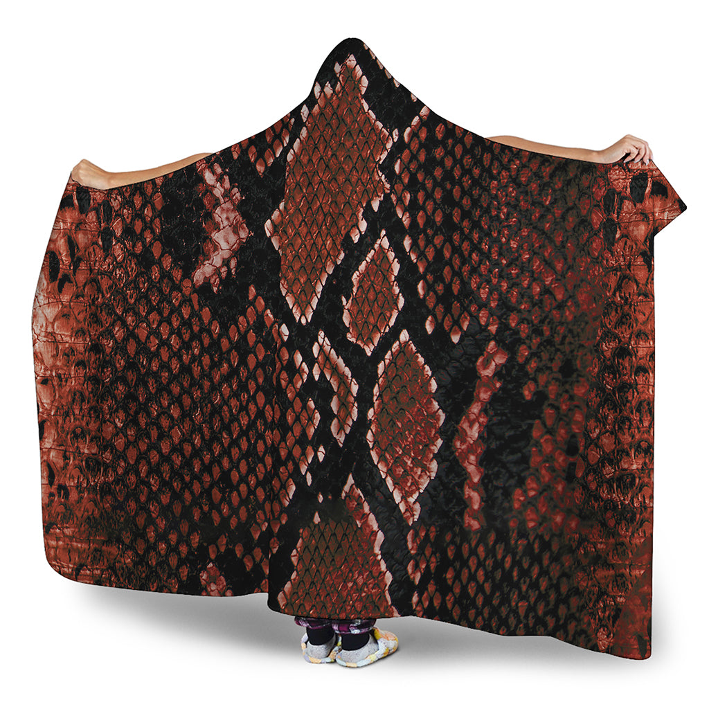 Brick Red Python Snakeskin Print Hooded Blanket