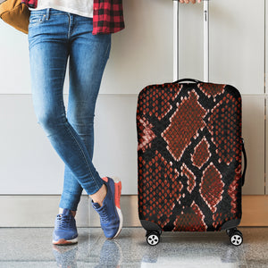 Brick Red Python Snakeskin Print Luggage Cover