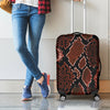 Brick Red Python Snakeskin Print Luggage Cover