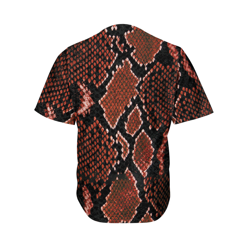 Brick Red Python Snakeskin Print Men's Baseball Jersey