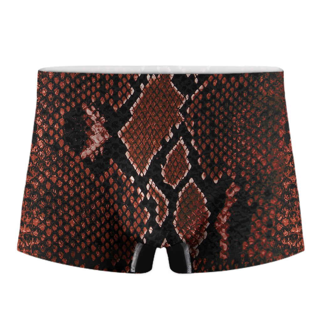 Brick Red Python Snakeskin Print Men's Boxer Briefs