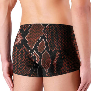 Brick Red Python Snakeskin Print Men's Boxer Briefs