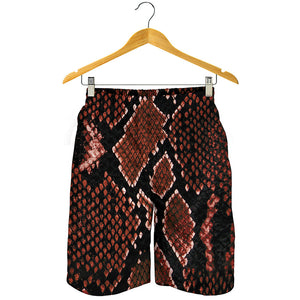 Brick Red Python Snakeskin Print Men's Shorts