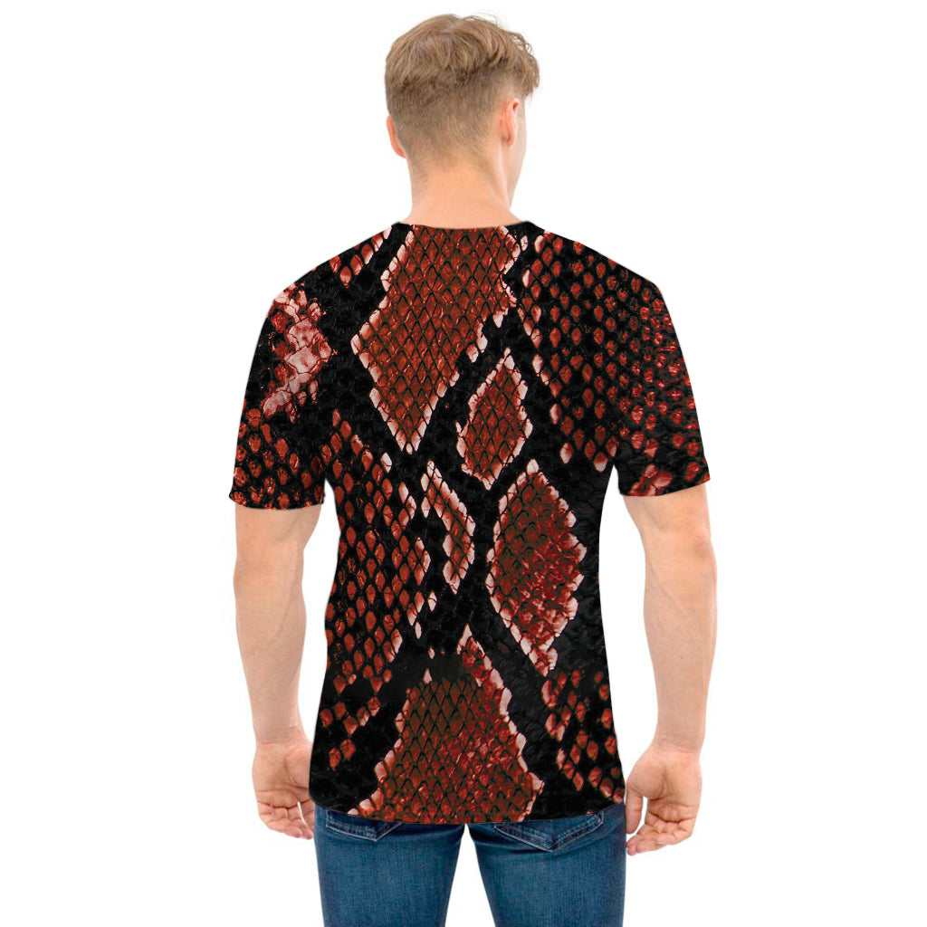 Brick Red Python Snakeskin Print Men's T-Shirt