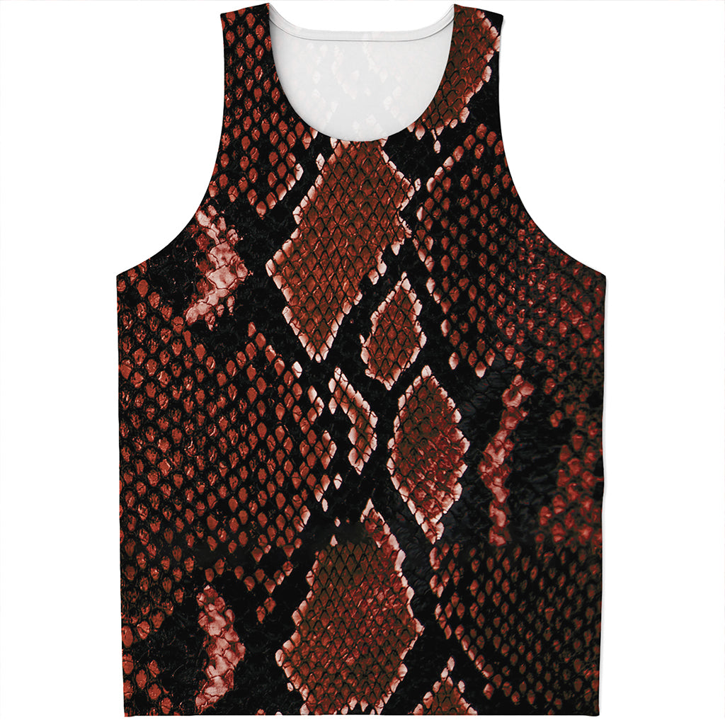 Brick Red Python Snakeskin Print Men's Tank Top