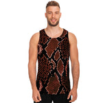 Brick Red Python Snakeskin Print Men's Tank Top