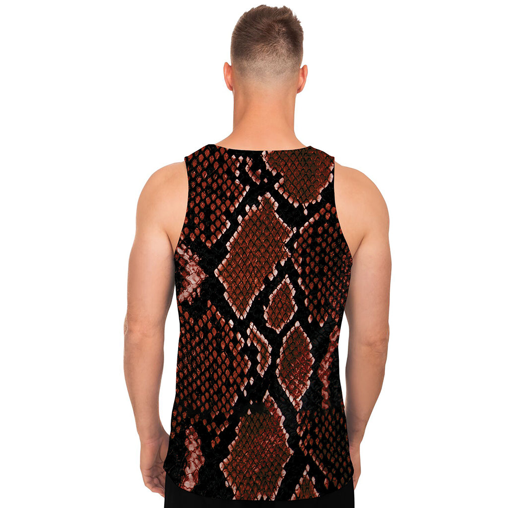 Brick Red Python Snakeskin Print Men's Tank Top