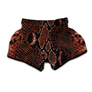 Brick Red Python Snakeskin Print Muay Thai Boxing Shorts