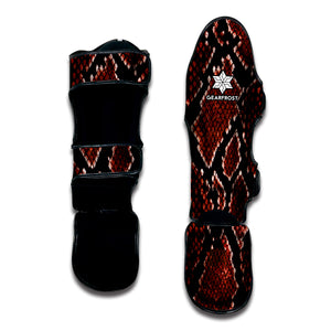 Brick Red Python Snakeskin Print Muay Thai Shin Guard