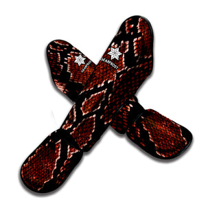 Brick Red Python Snakeskin Print Muay Thai Shin Guard