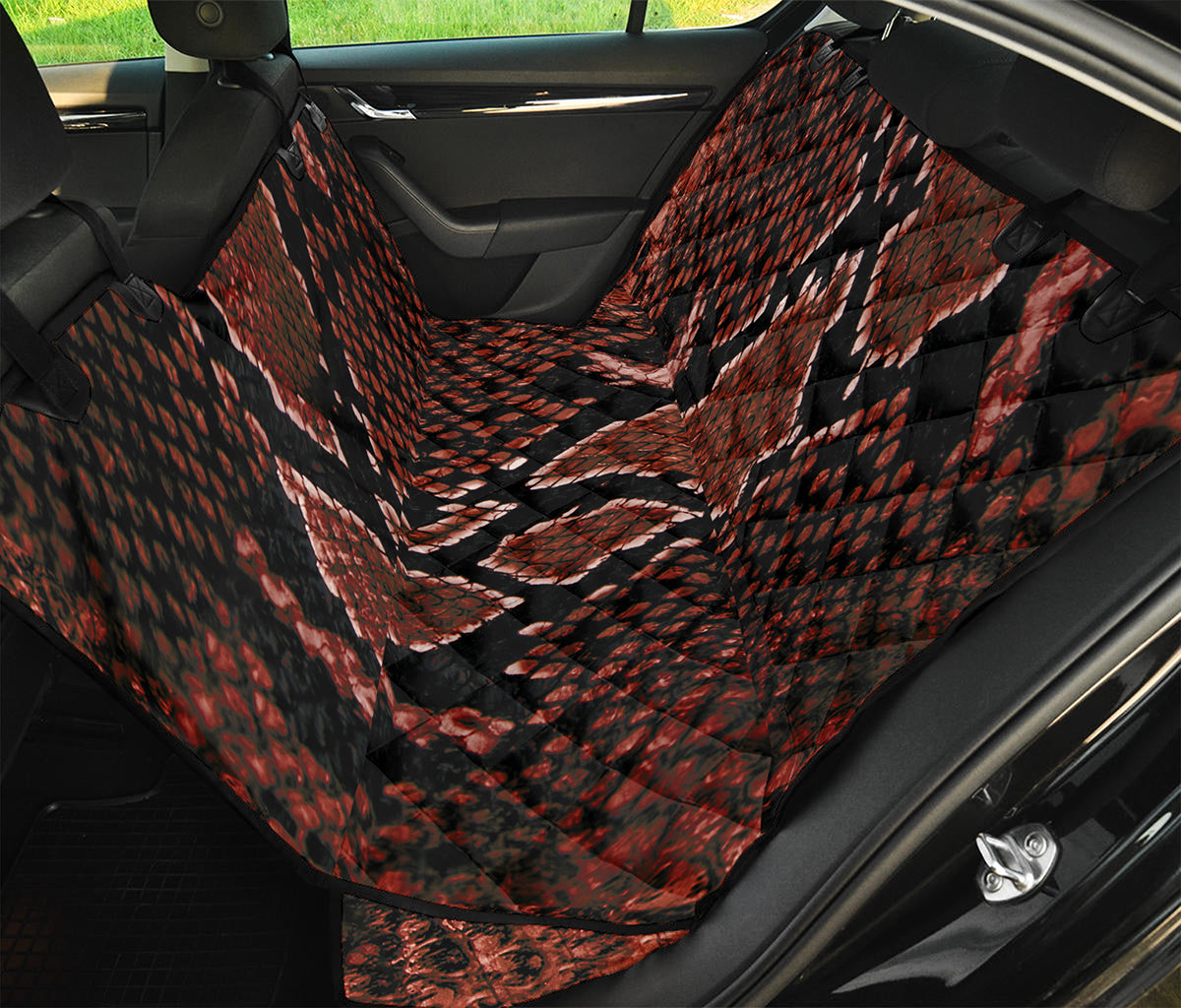 Brick Red Python Snakeskin Print Pet Car Back Seat Cover