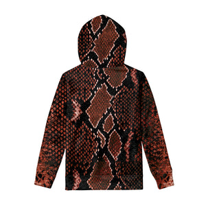 Brick Red Python Snakeskin Print Pullover Hoodie