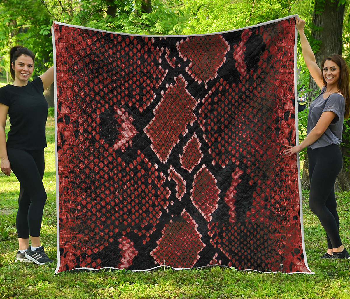 Brick Red Python Snakeskin Print Quilt