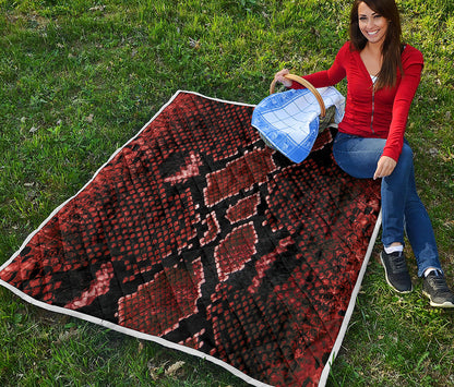 Brick Red Python Snakeskin Print Quilt