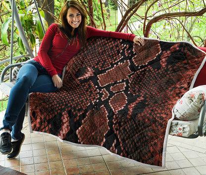 Brick Red Python Snakeskin Print Quilt