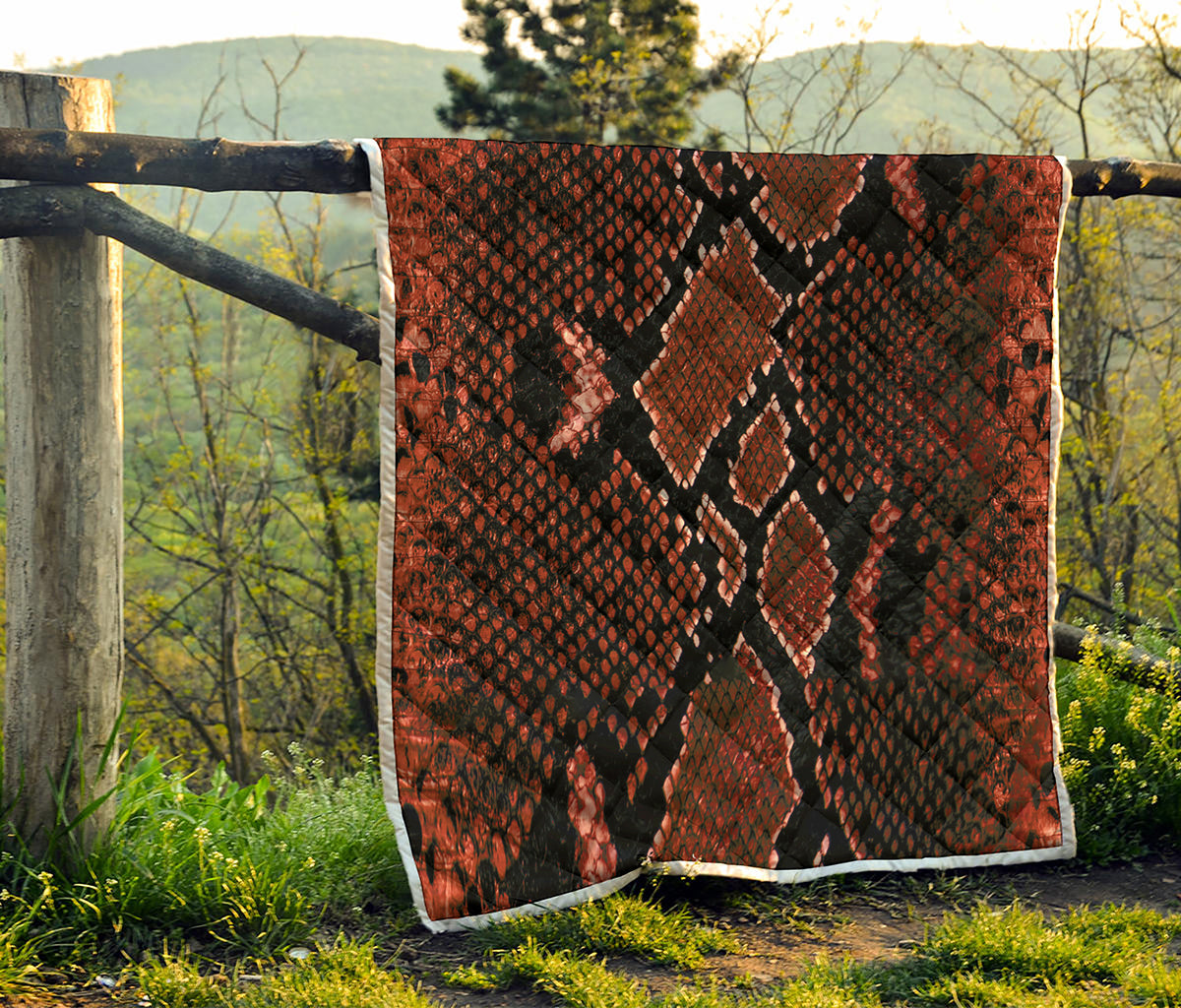 Brick Red Python Snakeskin Print Quilt