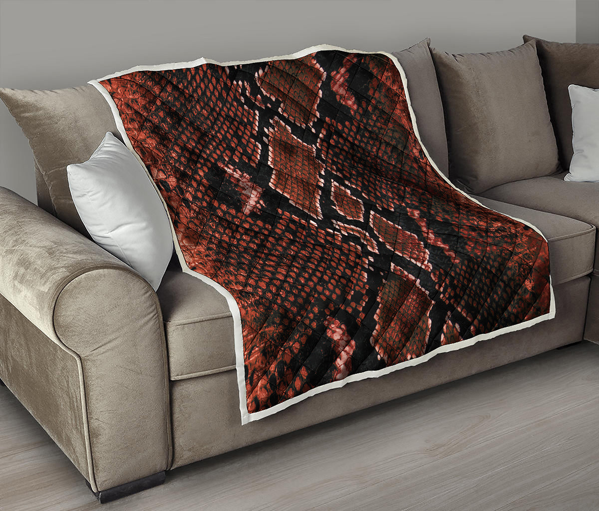 Brick Red Python Snakeskin Print Quilt