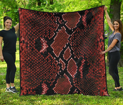 Brick Red Python Snakeskin Print Quilt