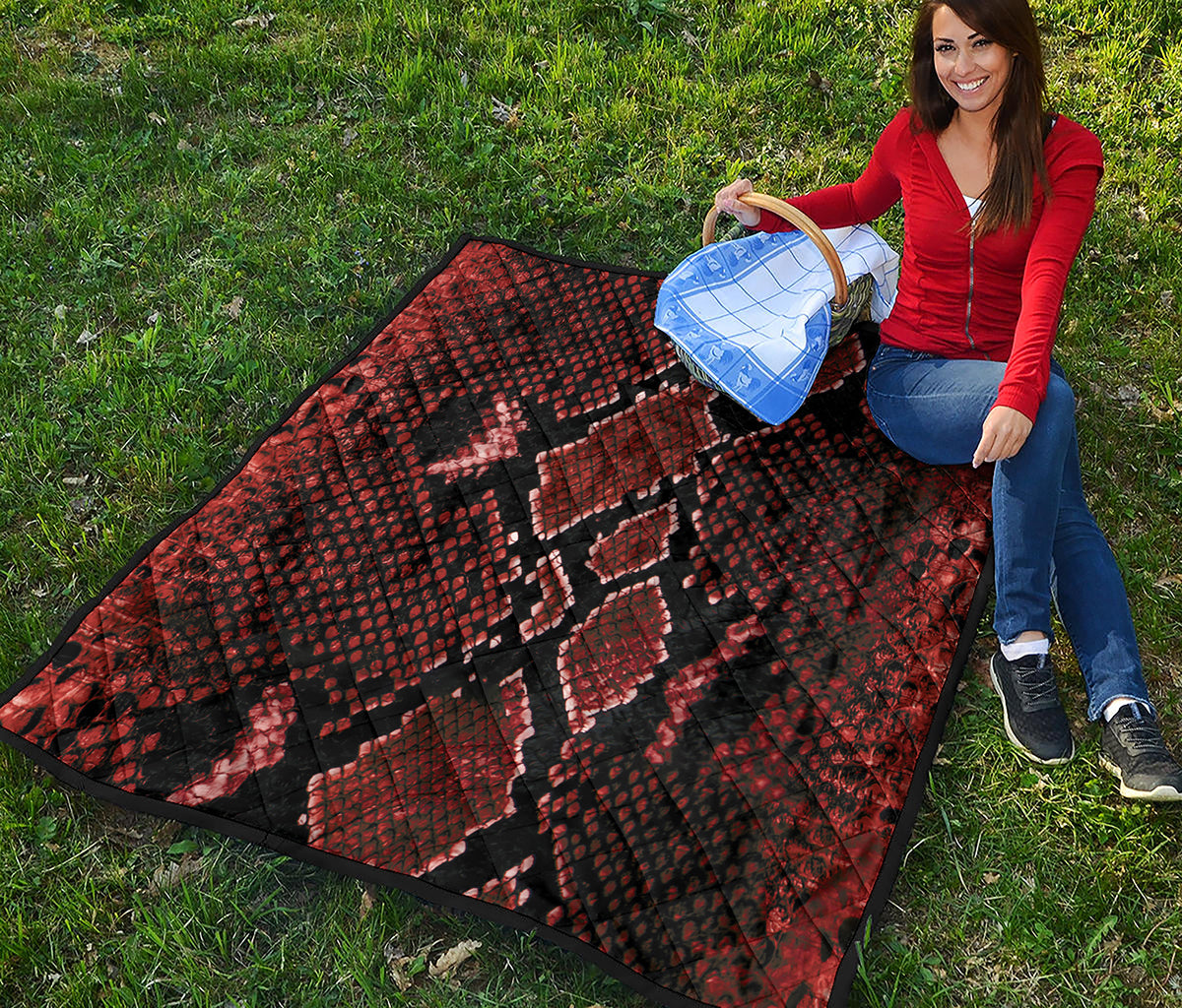 Brick Red Python Snakeskin Print Quilt