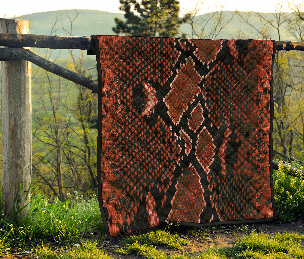 Brick Red Python Snakeskin Print Quilt