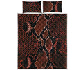 Brick Red Python Snakeskin Print Quilt Bed Set