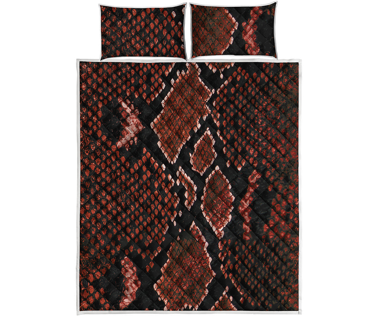 Brick Red Python Snakeskin Print Quilt Bed Set