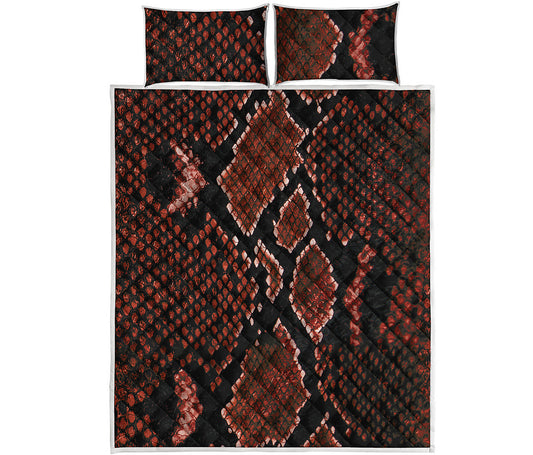 Brick Red Python Snakeskin Print Quilt Bed Set