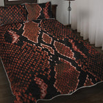 Brick Red Python Snakeskin Print Quilt Bed Set