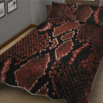 Brick Red Python Snakeskin Print Quilt Bed Set