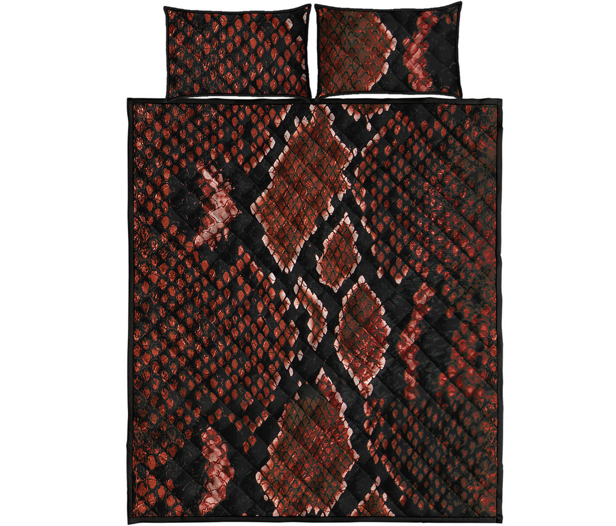 Brick Red Python Snakeskin Print Quilt Bed Set