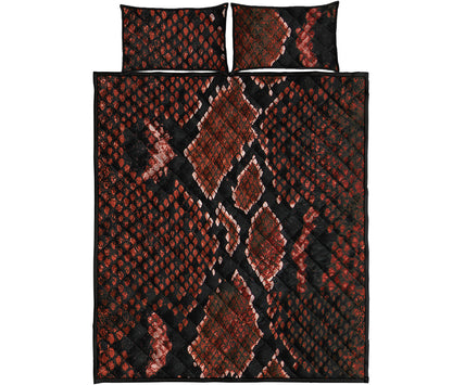 Brick Red Python Snakeskin Print Quilt Bed Set