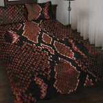 Brick Red Python Snakeskin Print Quilt Bed Set