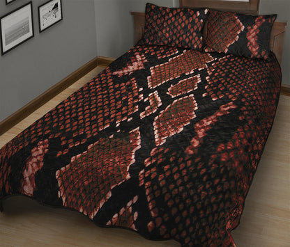 Brick Red Python Snakeskin Print Quilt Bed Set