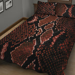 Brick Red Python Snakeskin Print Quilt Bed Set