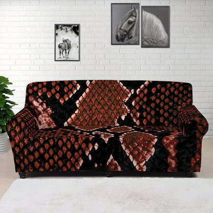 Brick Red Python Snakeskin Print Sofa Cover