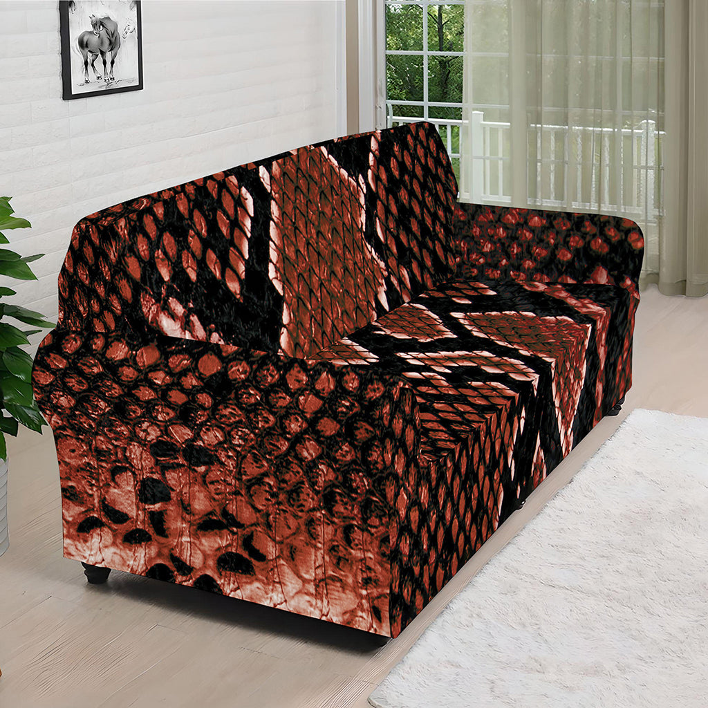Brick Red Python Snakeskin Print Sofa Cover
